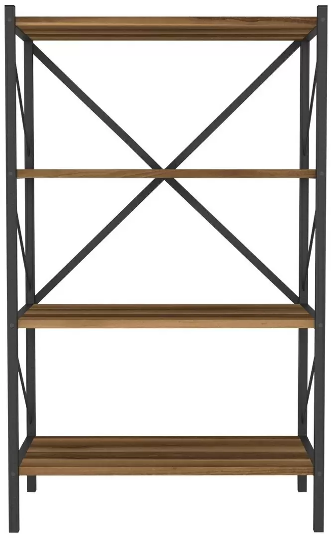 Стеллаж Fabulous 4 Shelves Metal, орех/черный