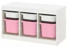Etajeră cu containere IKEA Trofast 99x44x56cm, alb/alb-roz