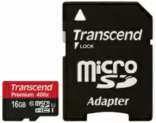Card de memorie flash Transcend Premium 400x microSDHC UHS-I + SD adapter, 16GB