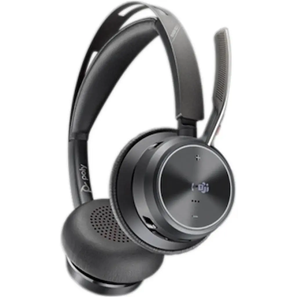 Căşti Poly Voyager Focus 2 Microsoft Teams Certified USB-C-C Headset +USB-C/A Adapter +Charging Stand, negru