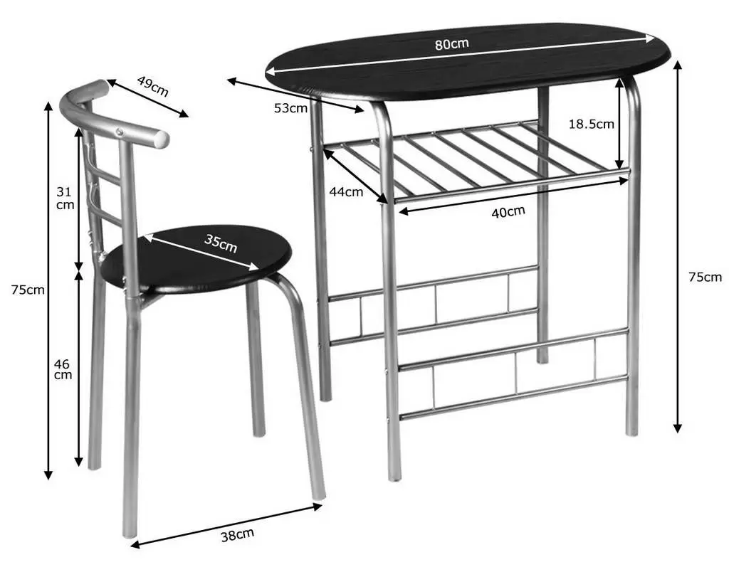 Set masă și scaune Costway HW54057SL, argintiu/negru