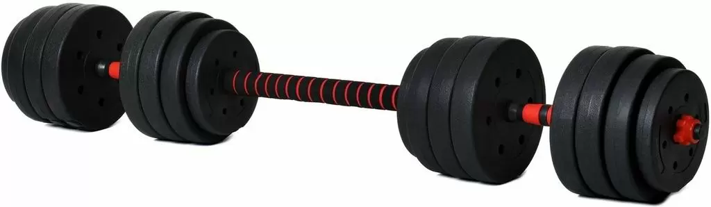 Гантель FunFit Dumbbell Set 40кг 4in1, черный/красный