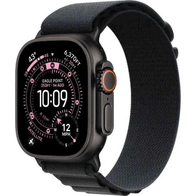 Smartwatch Apple Watch Ultra 3 GPS + Cellular 49mm Black Titanium Case with Black Alpine Loop Medium