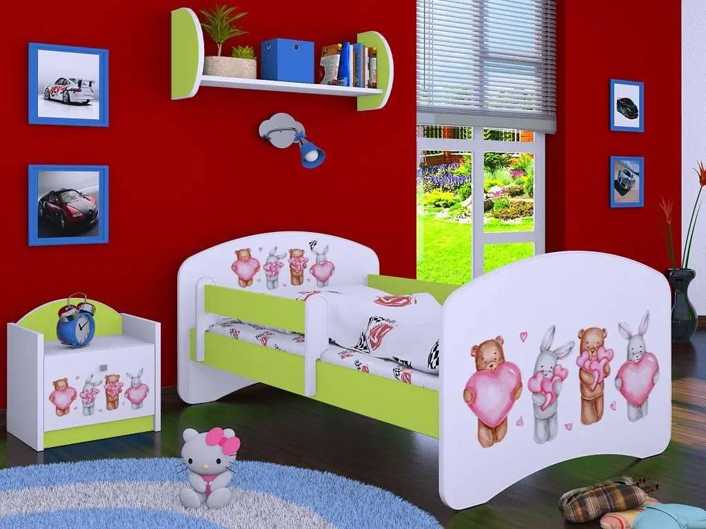 Тумба прикроватная Happy Babies Happy Animals with Hearts, белый/пастельно-зеленый на tehnoparc.md Тумба прикроватная Happy Babies Happy Animals with Hearts, белый/пастельно-зеленый