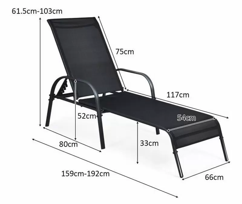 Şezlong Costway OP70508BK, negru