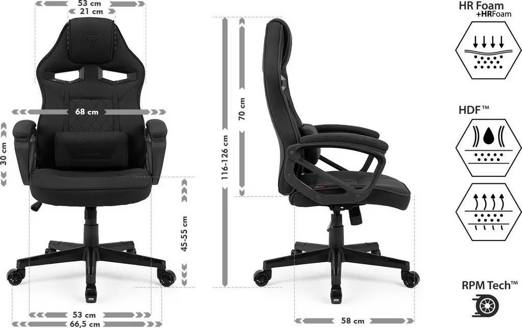 Геймерское кресло SENSE7 Knight Fabric, черный