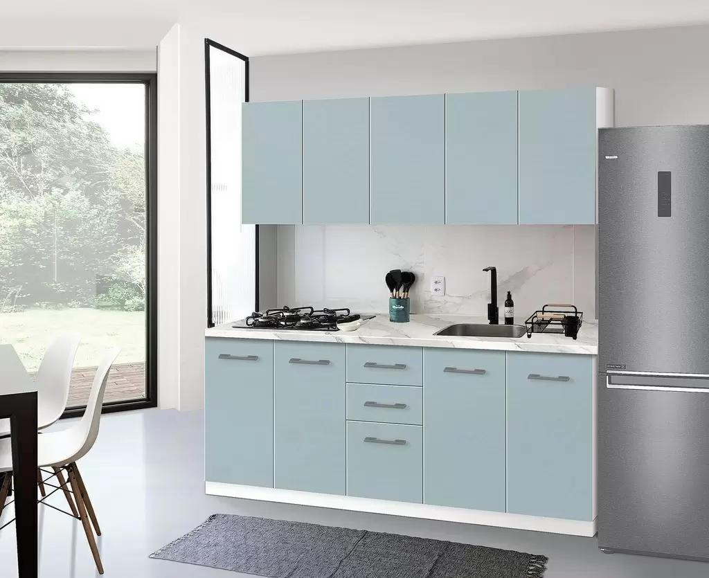 Bucătărie Modern Bono H68 2.0m, alb/albastru