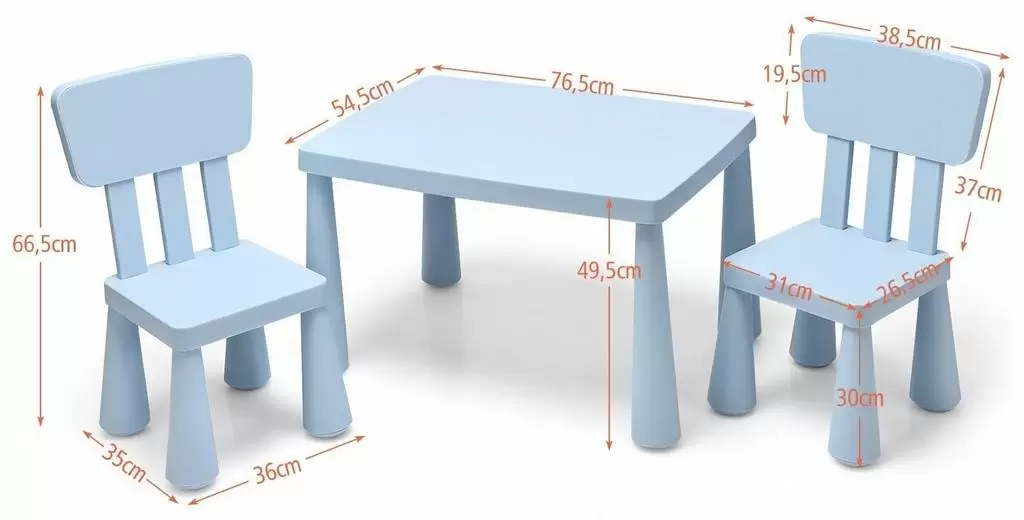 Набор столик + 2 стульчика Costway HW66810BL, синий