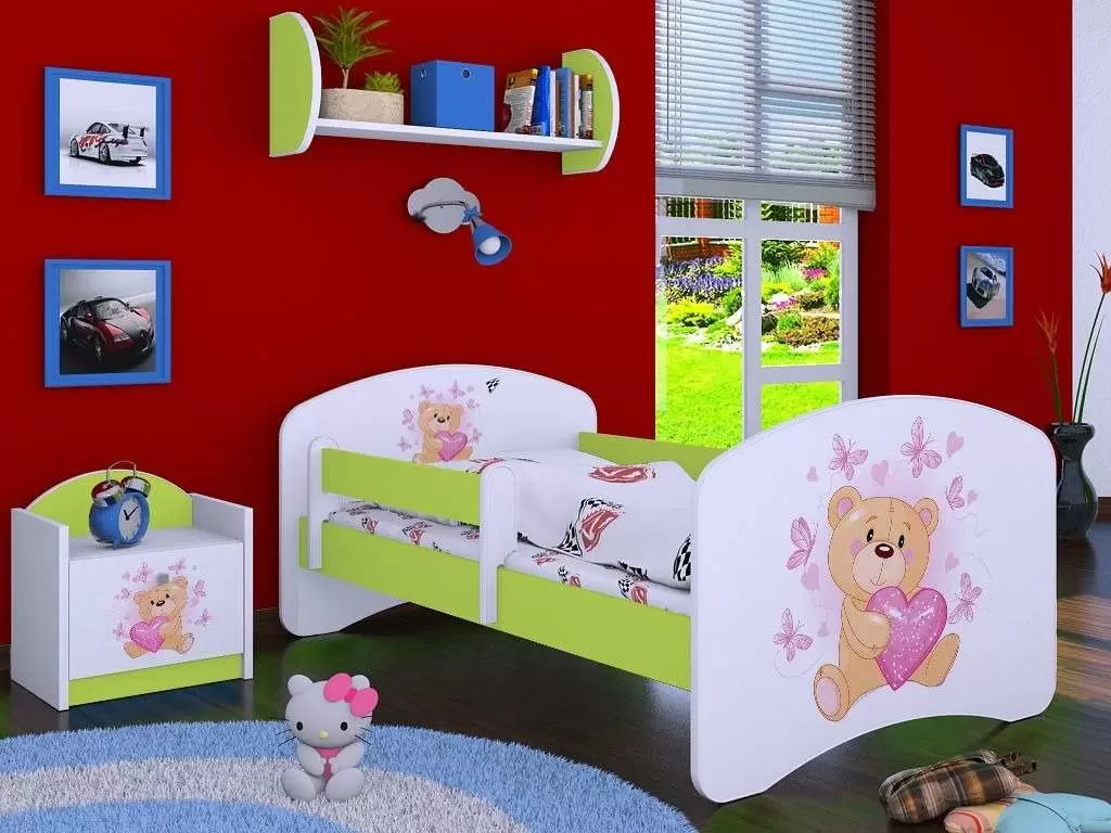 Noptieră Happy Babies Happy SZN02 Teddy Bear, alb/verde pastel