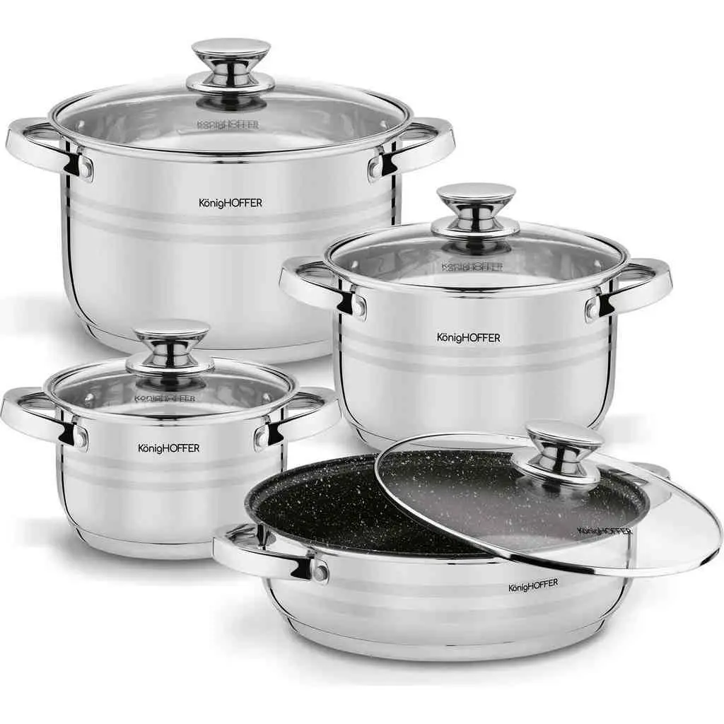 Set vase de gătit Konighoffer Bari Silver 8pcs, inox