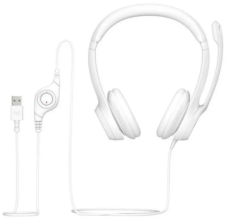 Căşti Logitech H390, alb