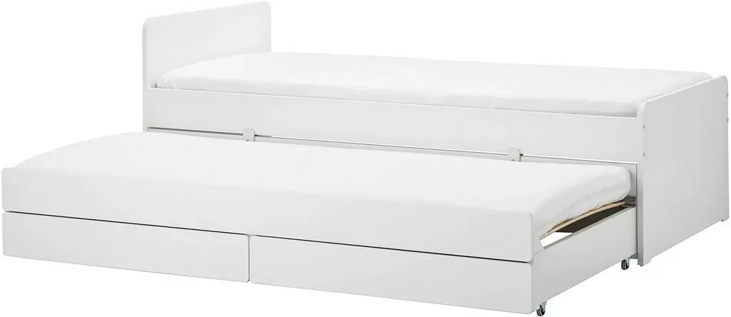 Детская кровать IKEA Slakt с выдвижной кроватью/с ящиками 90x200см, белый