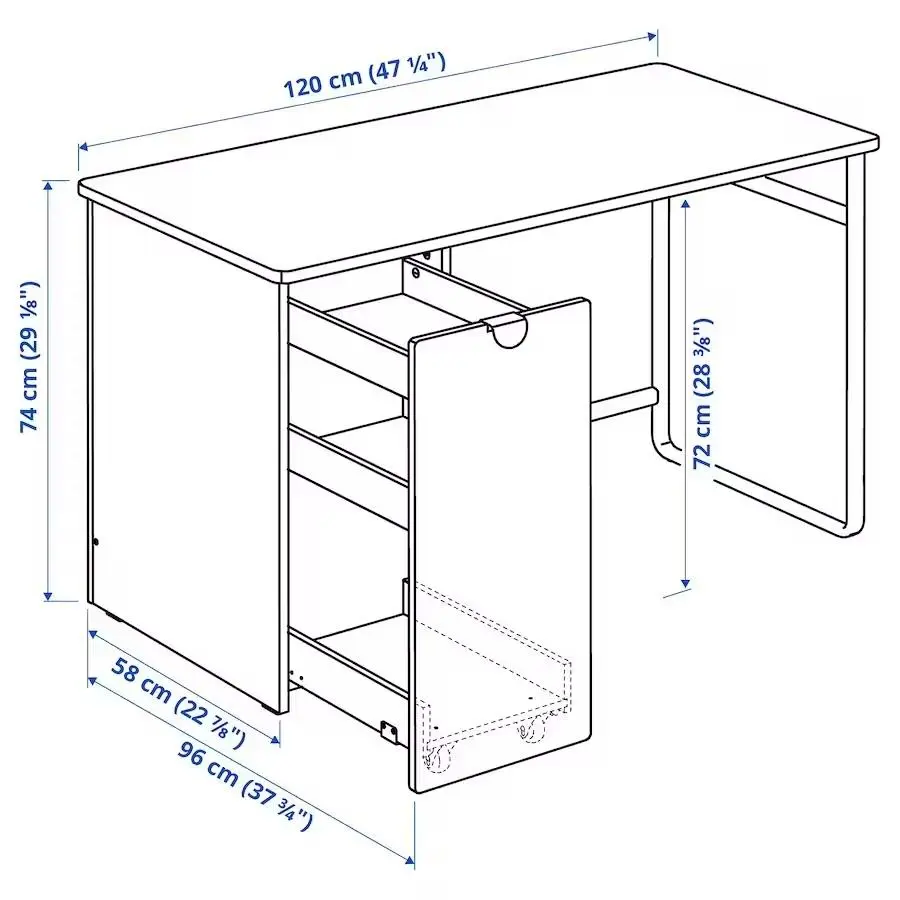 Masă de birou IKEA Larande 120x58cm, alb