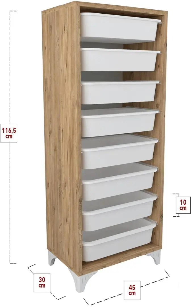 Container pentru jucării Fabulous cu 8 coșuri, pin