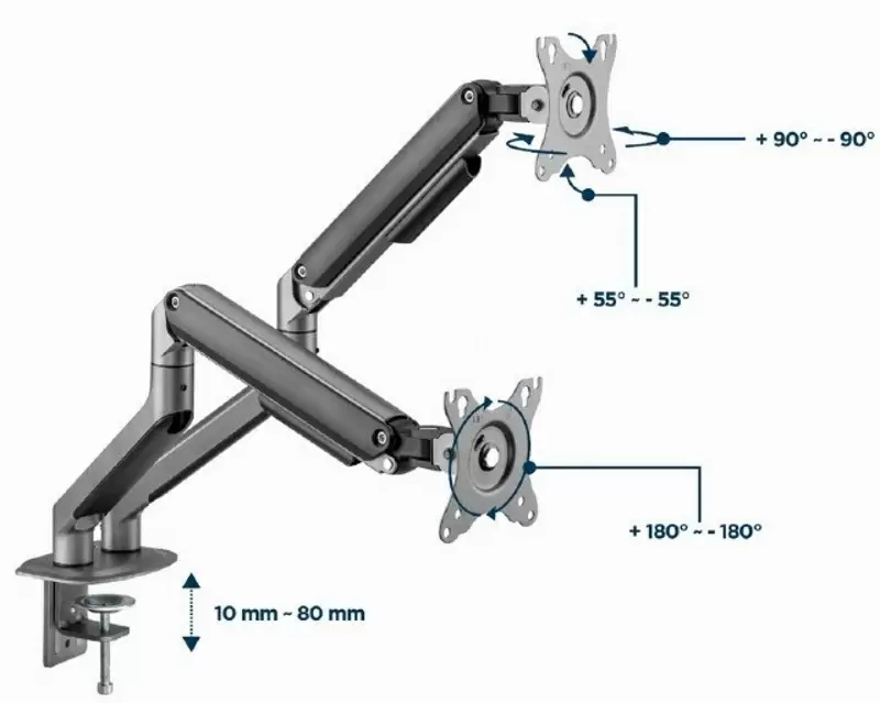 Кронштейн для монитора Gembird MA-DA2-05, серый