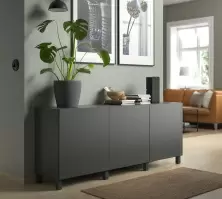 Tumbă IKEA Besta/Lappviken/Stubbarp balamale cu închidere lină 180x42x74cm, gri închis