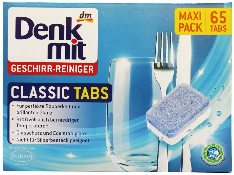 Tablete pentru mașine de spălat vase Denkmit Geschirr-Reiniger Classic 65buc