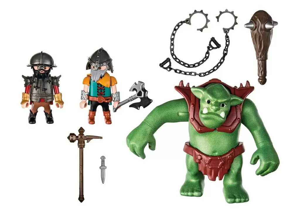 Set jucării Playmobil Giant Troll with Dwarf Fighters