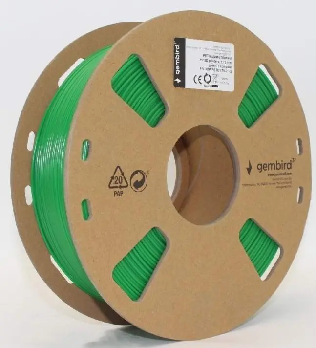 Filament pentru imprimare 3D Gembird 3DP-PETG1.75-01-G, verde