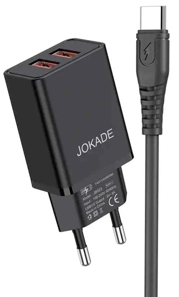 Încărcător Jokade Yiyue USB to Type-C, negru pe tehnoparc.md Încărcător Jokade Yiyue USB to Type-C, negru