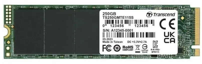 SSD накопитель Transcend 115S M.2 NVMe, 250GB