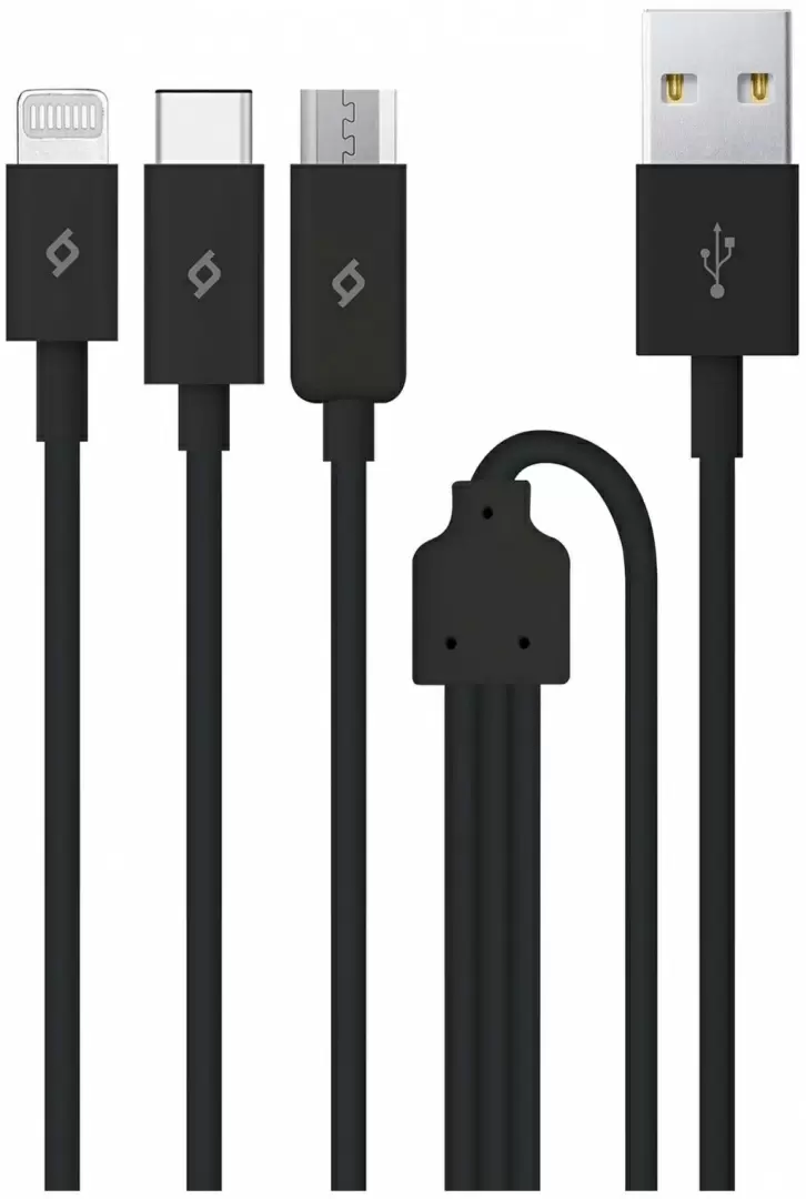 USB Кабель ttec Trio USB to Type-C Lightning Micro-USB 1.2m, черный
