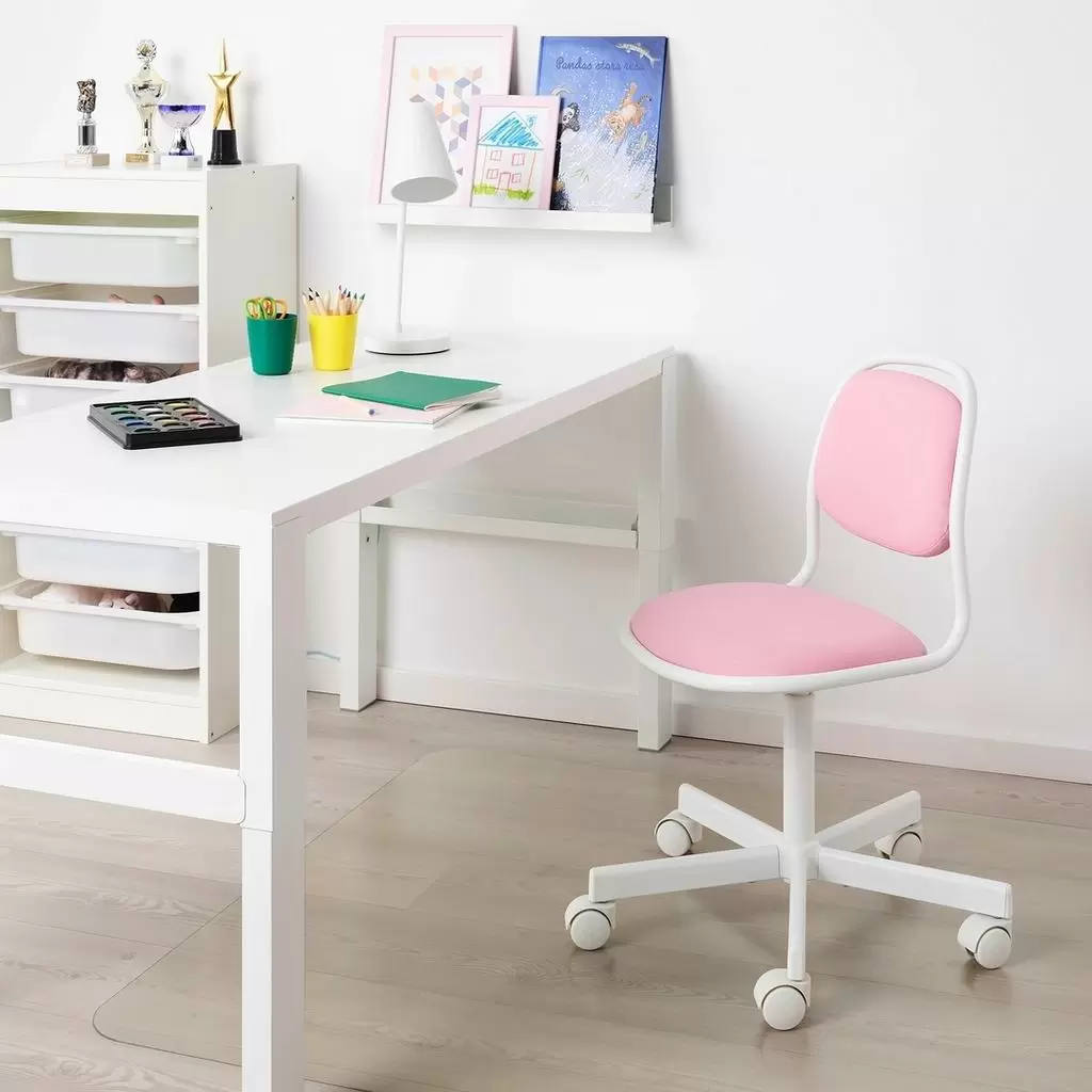 Scaun pentru copii IKEA Orfjall, alb/wissle roz