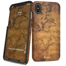 Чехол I-Paint Hard Case IPhone X Map, коричневый