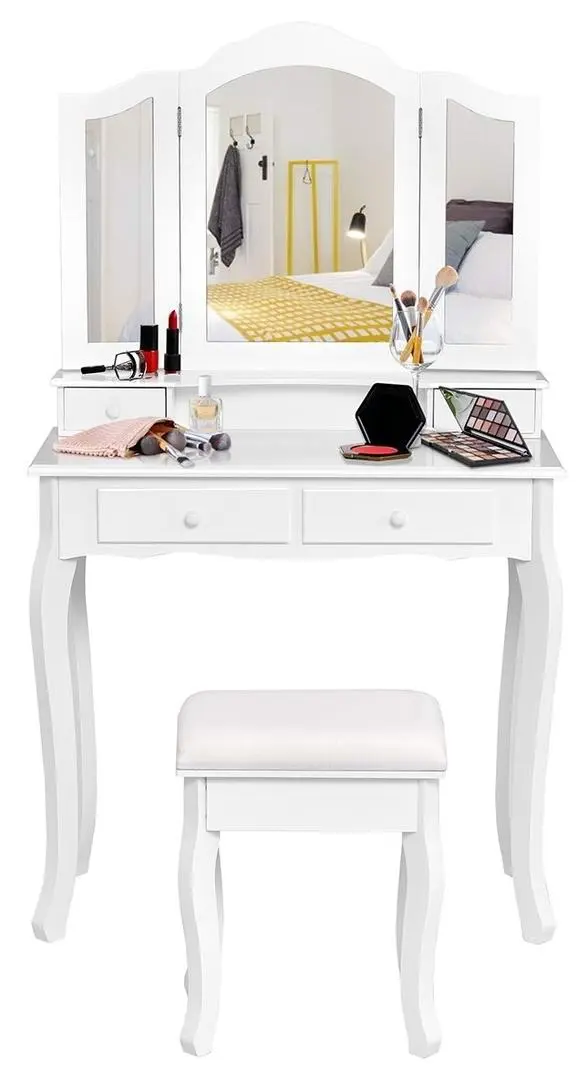 Masă de toaletă Costway HW65954WH, alb