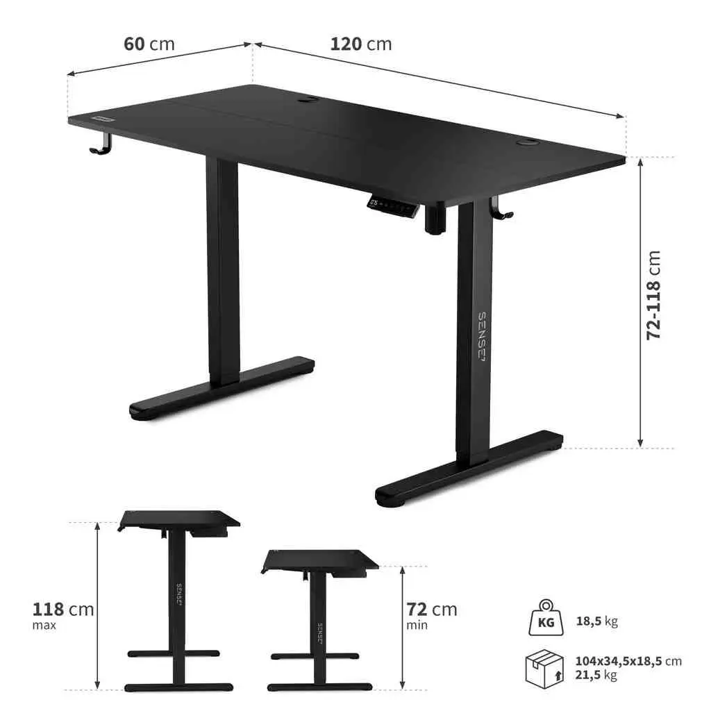 Masă de birou SENSE7 Nojo 120x60, negru