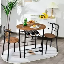 Set masă și scaune Costway HW54057CF, negru/cafeniu