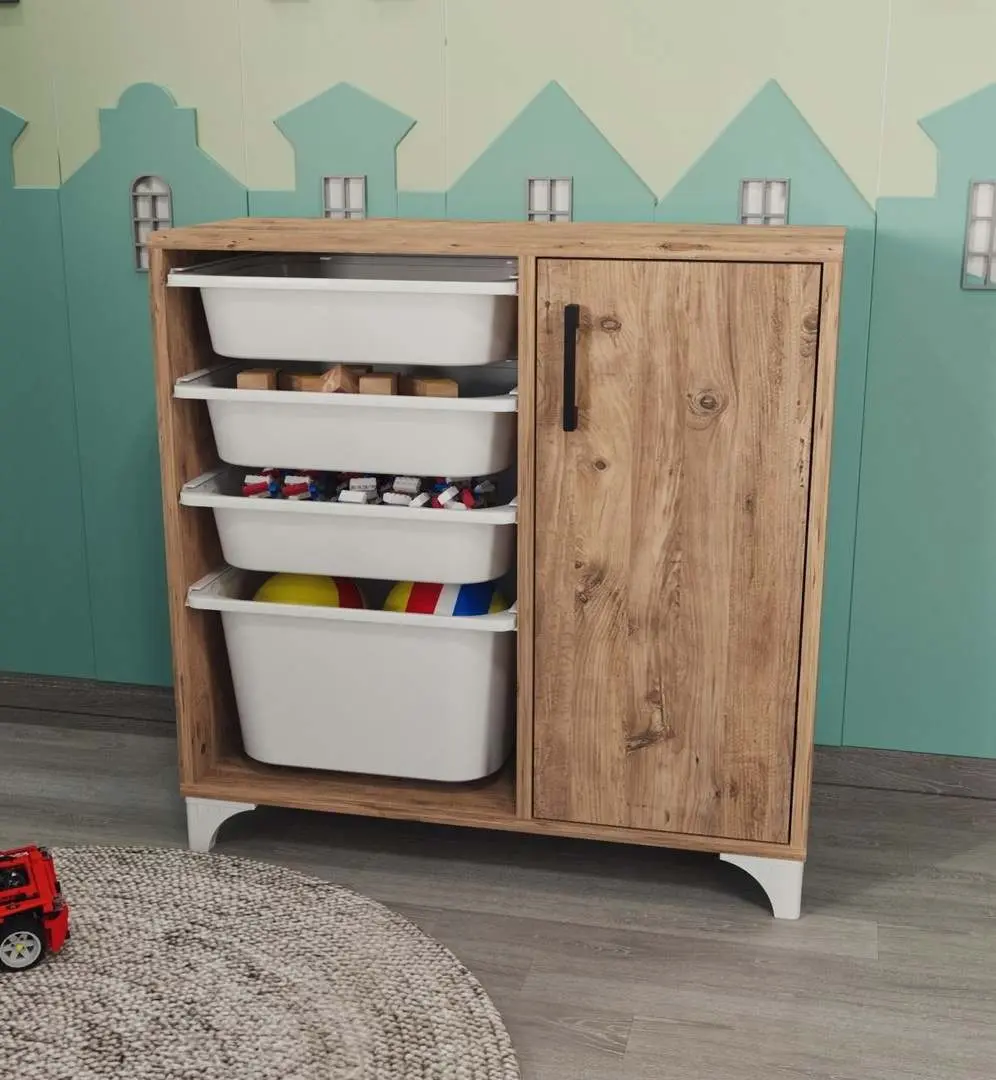 Container pentru jucării Fabulous 1D4S, pin/alb