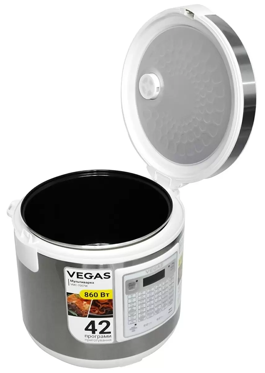 Мультиварка Vegas VMC-7007W, нержавеющая сталь/белый
