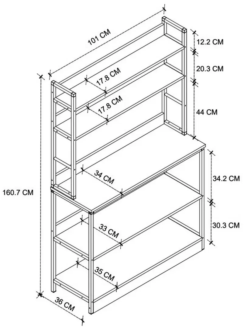 Стеллаж Fabulous 5 Shelves 36x101см, сосна/черный