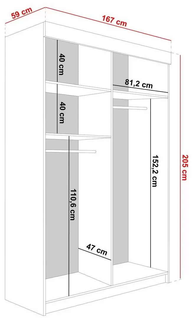 Шкаф-купе Prime Furniture Lamaro 167x205x59см, белый/черный