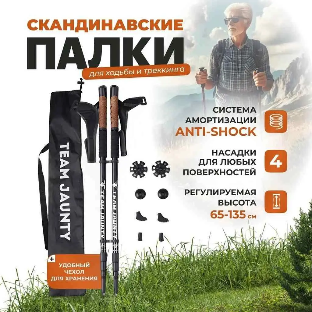Bețe de trekking Team Jaunty 6-3JNS, negru pe tehnoparc.md Bețe de trekking Team Jaunty 6-3JNS, negru