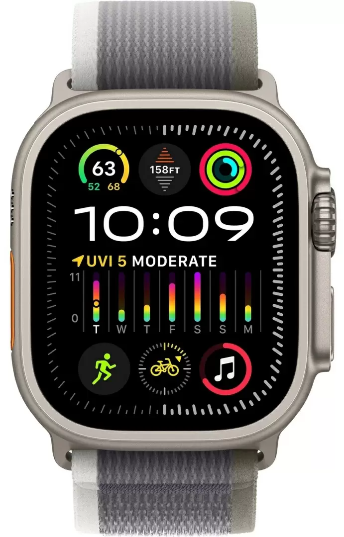 Умные часы Apple Watch Ultra 2 GPS + Cellular 49mm, Titanium Case with Green/Grey Trail Loop M/L