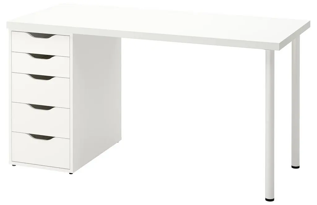 Письменный стол IKEA Lagkapten/Alex 140x60см, белый на tehnoparc.md Письменный стол IKEA Lagkapten/Alex 140x60см, белый