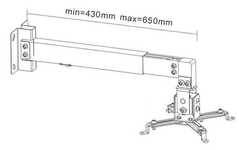 Suport proiector Brateck RB-2W Universal (430-650 mm), argintiu