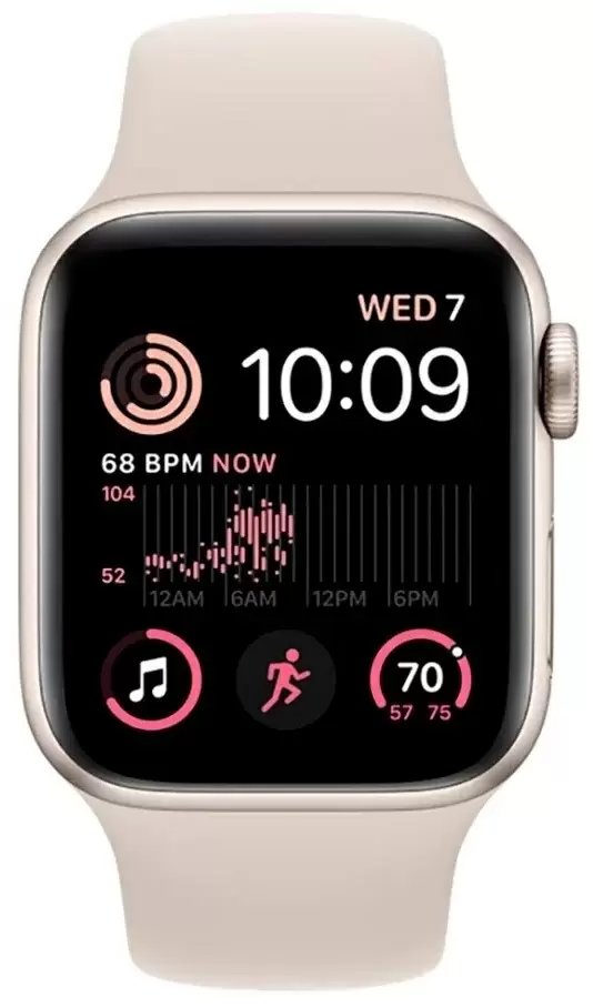 Smartwatch Apple Watch SE 44mm, carcasă din aluminiu, curea tip sport stea strălucitoare