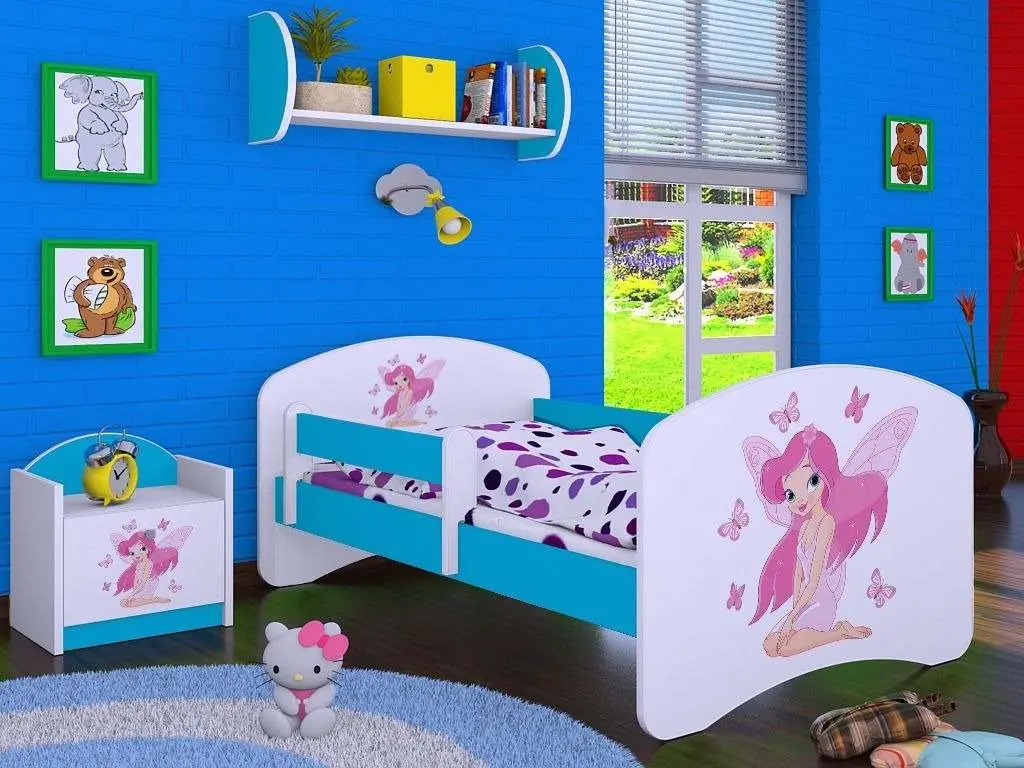 Тумба прикроватная Happy Babies Happy SZN02 Princess with Butterflies, белый/синий на tehnoparc.md Тумба прикроватная Happy Babies Happy SZN02 Princess with Butterflies, белый/синий