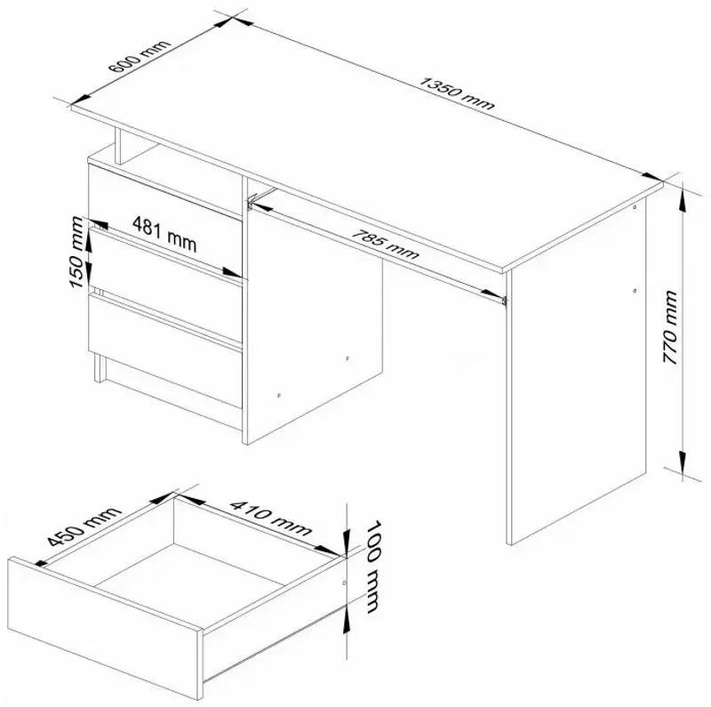 Masă de calculator Akord CLP 135, arin