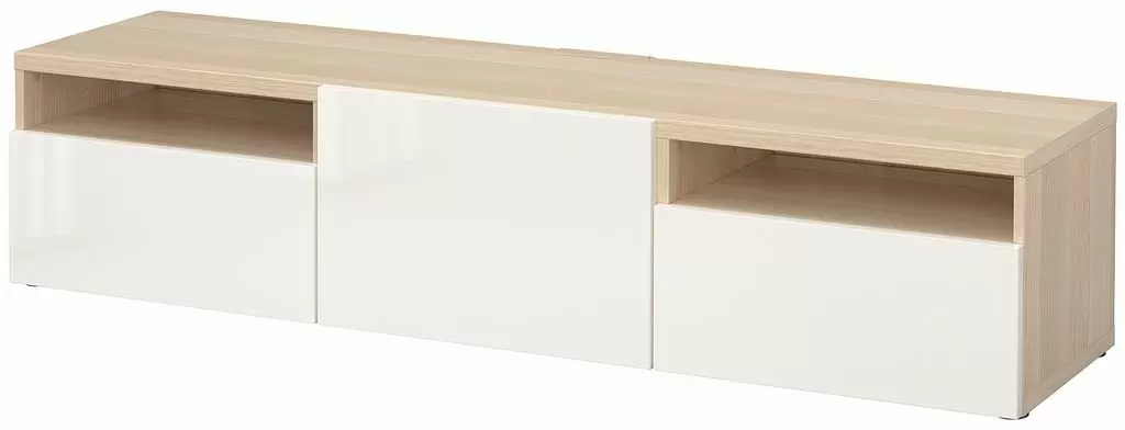 Тумба IKEA Besta/Selsviken 180x42x39см, состаренный дуб/блестящий белый