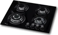 Plită incorporabilă cu gaz Tornado HG14B Eco BL Glass, negru