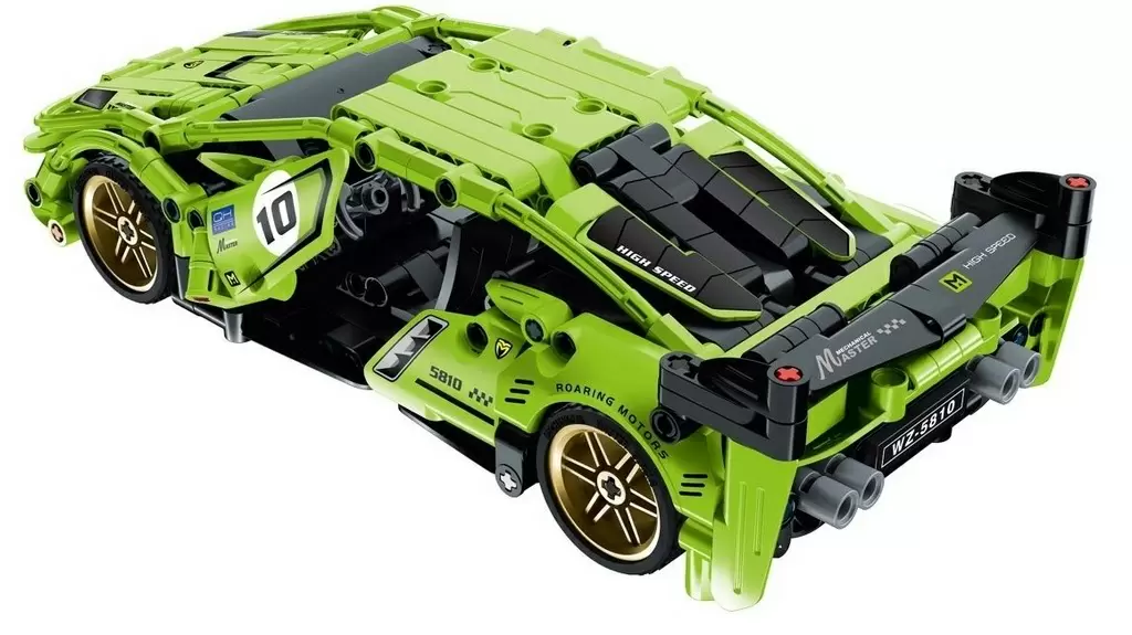 Set de construcție Tech Pull Back Green Racer 457 pcs