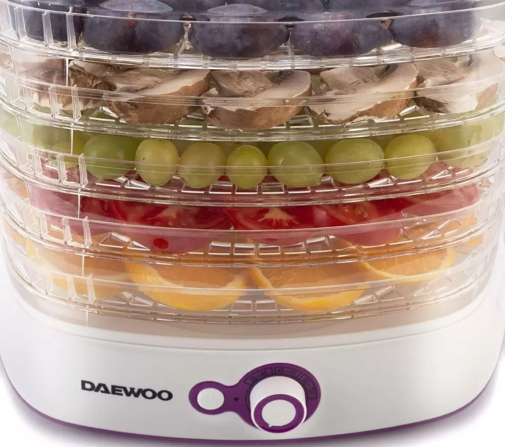 Сушилка фруктов и овощей Daewoo DD450W, белый/фиолетовый