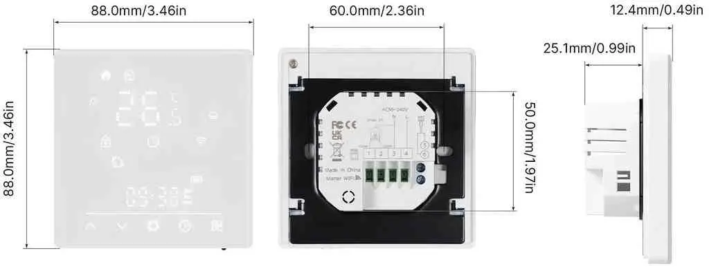 Termostat de cameră Moes MWHT-S02-GB-WH-MS, alb