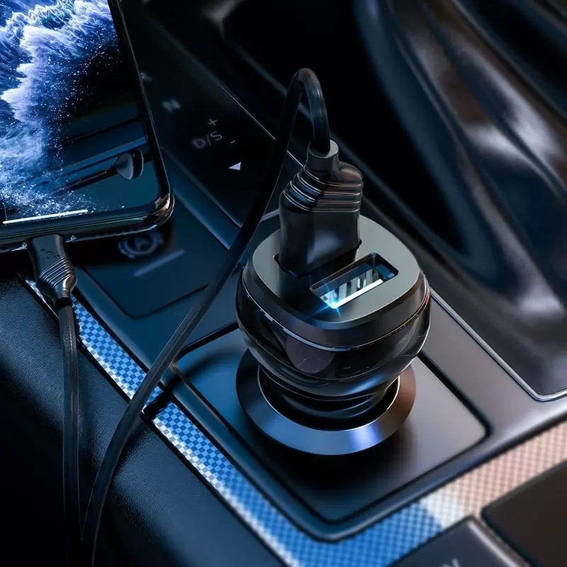 Автомобильная зарядка Hoco Z40 with Lightning, черный