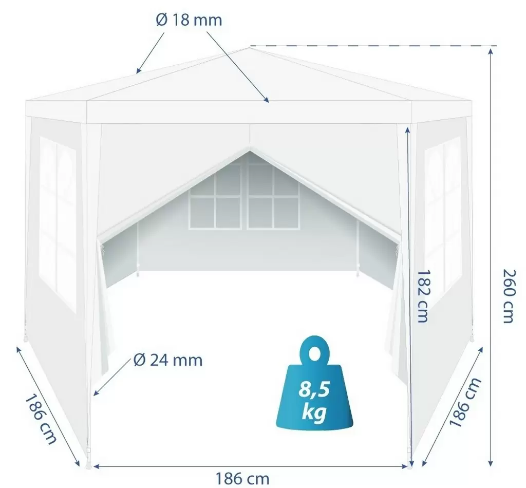 Шатёр Saska Garden Pavilion Tent 2x2x2м, белый
