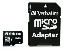 Карта памяти Verbatim microSDHC + Adapter, 16GB